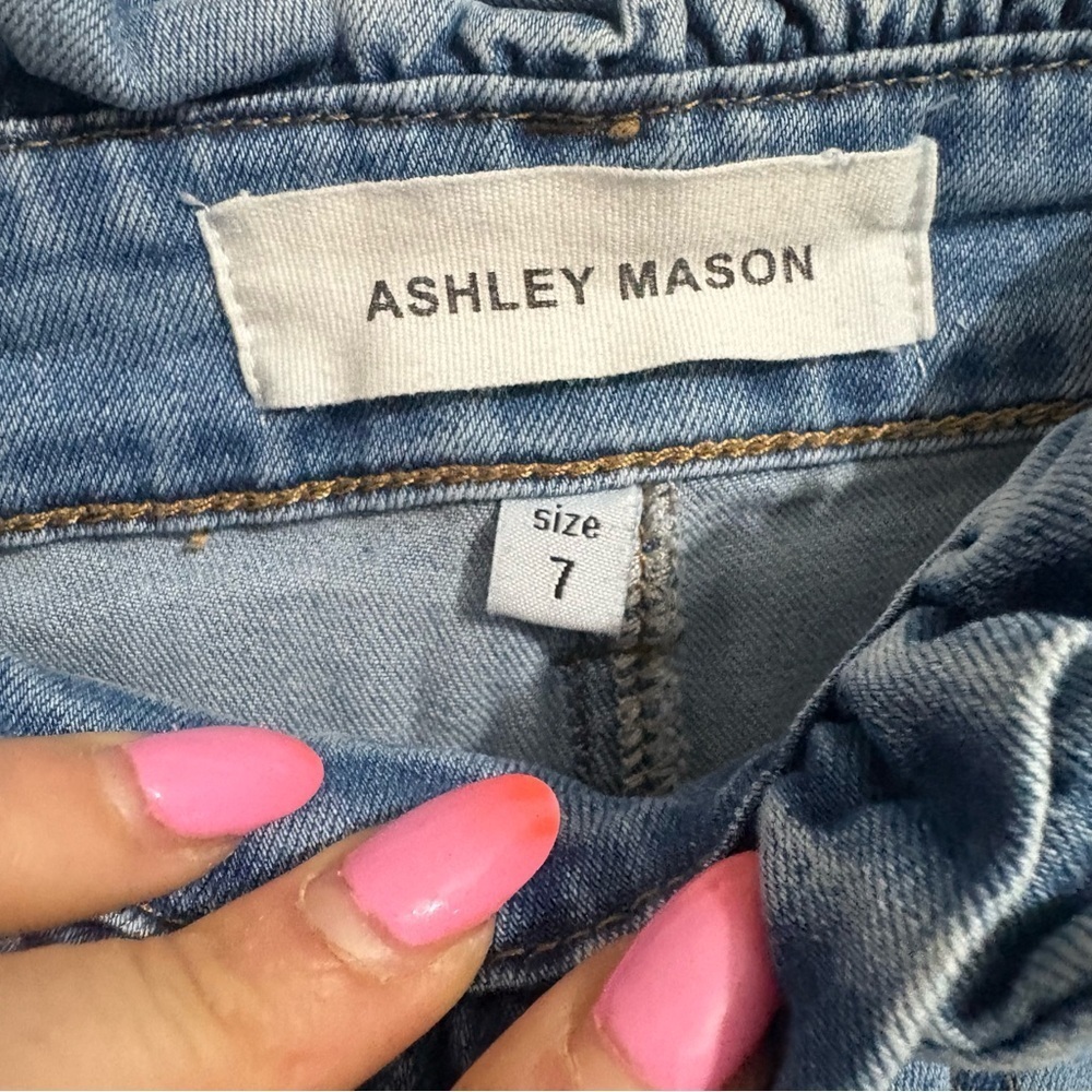 Ashley Mason Light Blue Denim Jeans Paperbag High Rise Skinny Raw Hem Sz 7 - Picture 3 of 14